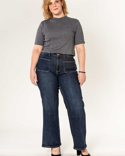 Jean Flare Poches Plaquees Grande Taille