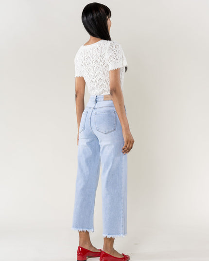 Wholesale Light Blue Flare Cropped Jeans