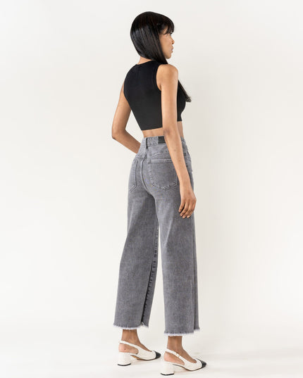 Wholesale Blue Flare Cropped Jeans Gray