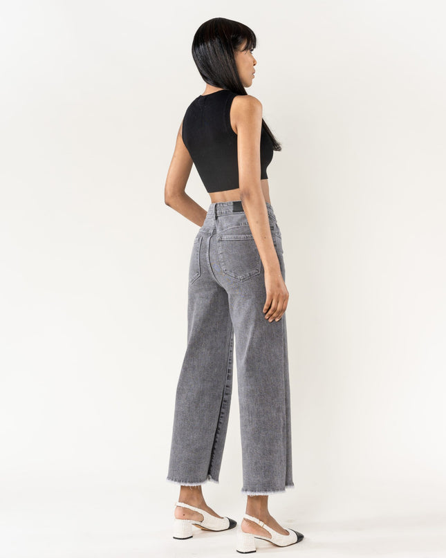 Wholesale Blue Flare Cropped Jeans Gray