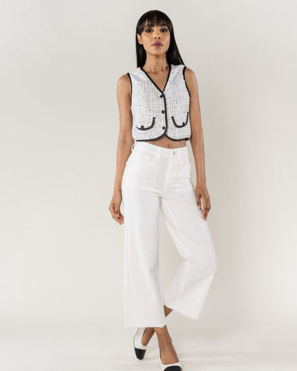 Wholesale White Flare Cropped Jeans