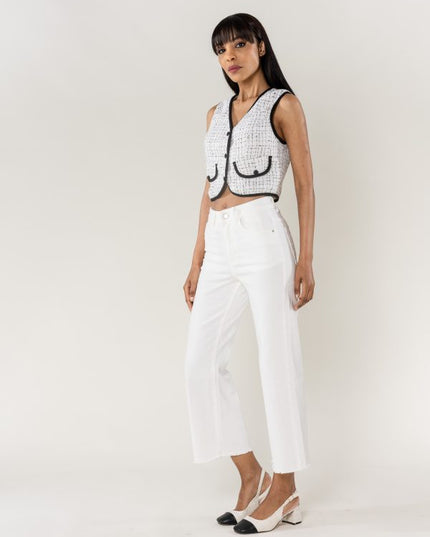 Wholesale White Flare Cropped Jeans