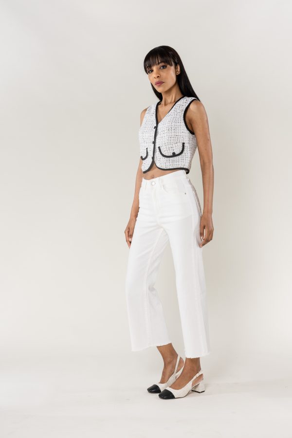 Wholesale White Flare Cropped Jeans