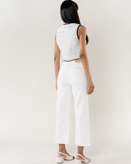 Wholesale White Flare Cropped Jeans