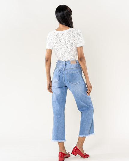Wholesale Blue Flare Cropped Jeans