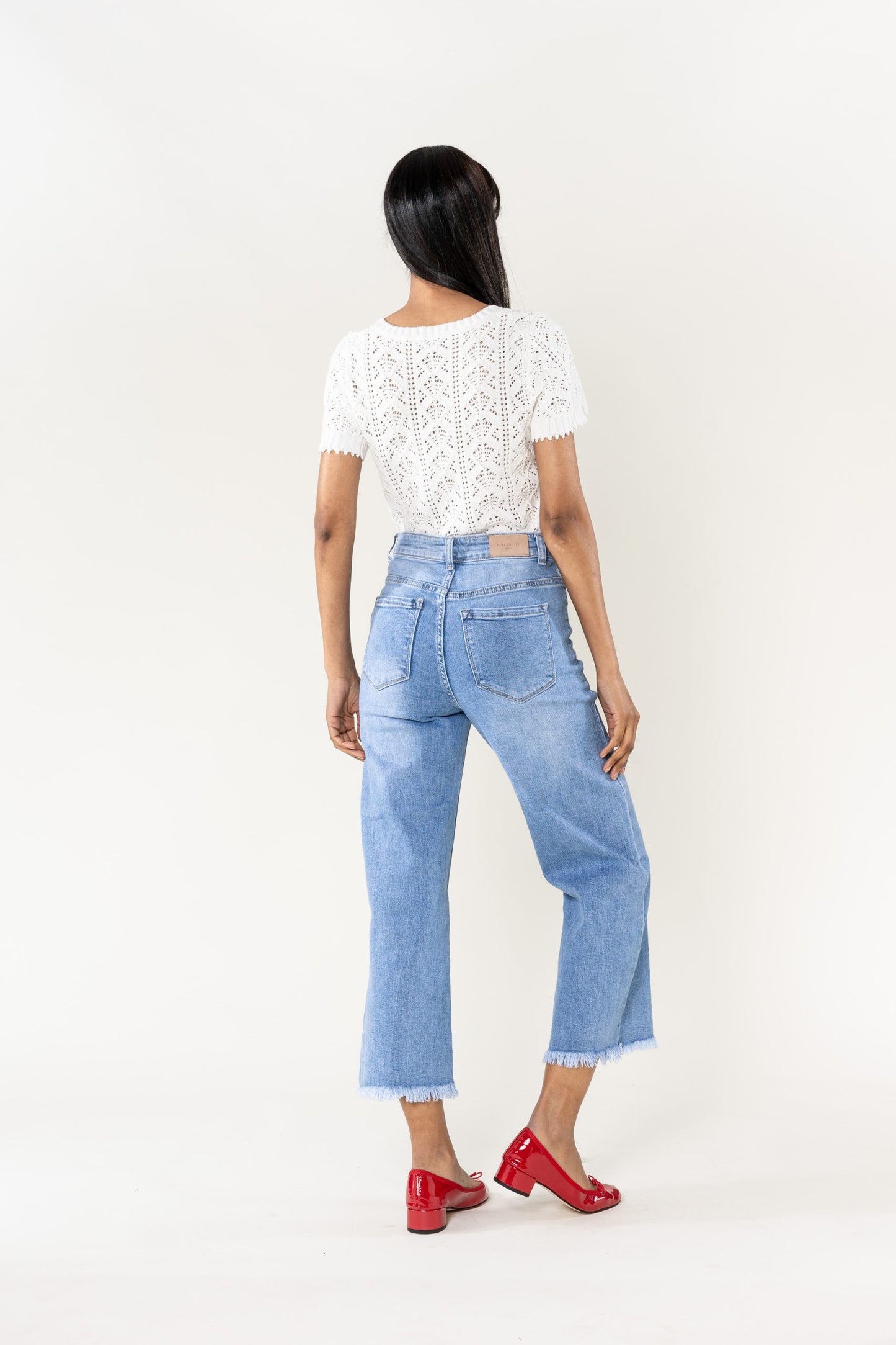 Wholesale Blue Flare Cropped Jeans