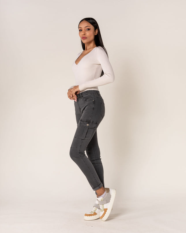 Wholesale Slim Cargo Trousers Black