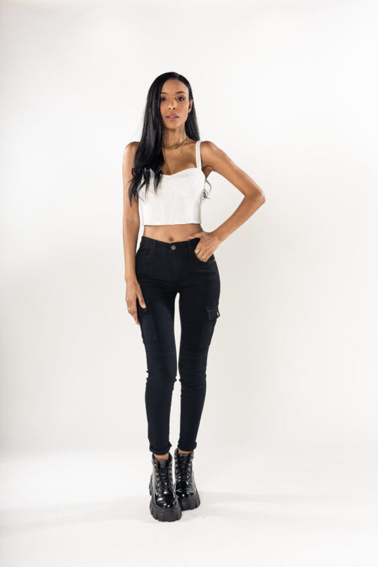 Wholesale Slim Cargo Trousers Black