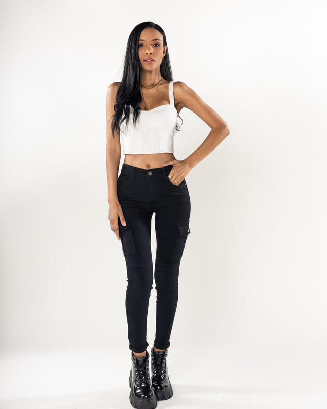 Wholesale Slim Cargo Trousers Black