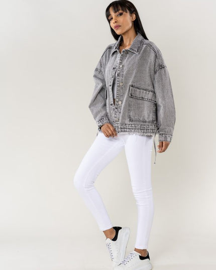 Plus Size Wholesale Oversized Jacket Light Gray