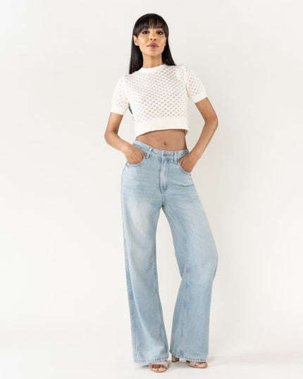 Wholesale Washed Light Blue Jeans Without stretch