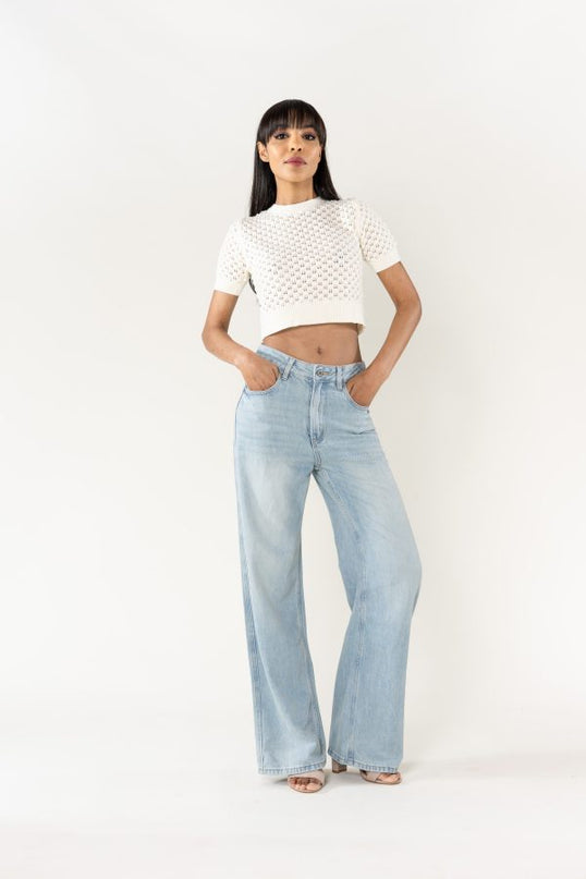 Wholesale Washed Light Blue Jeans Without stretch