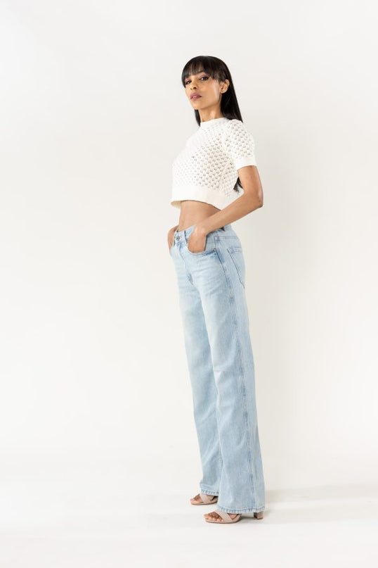 Wholesale Washed Light Blue Jeans Without stretch
