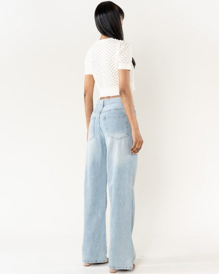 Wholesale Washed Light Blue Jeans Without stretch