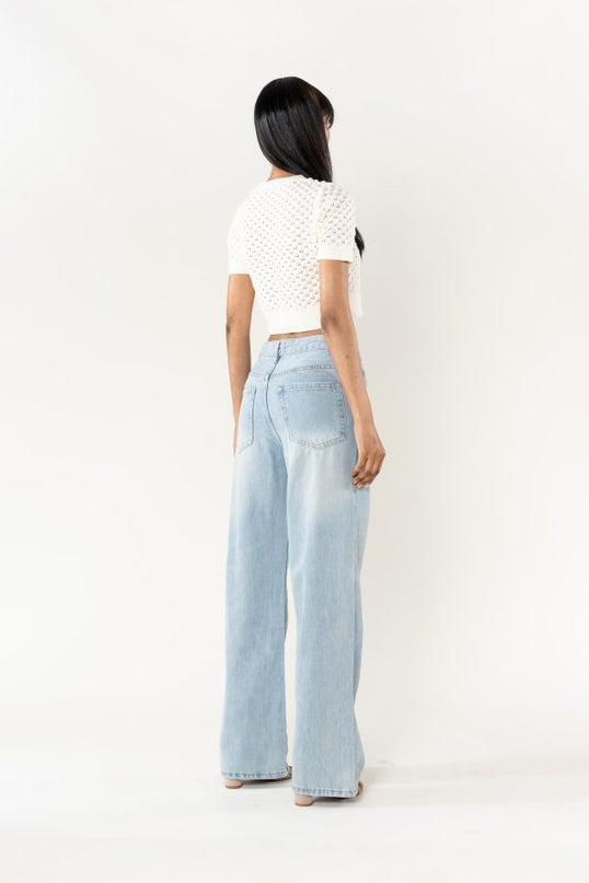 Wholesale Washed Light Blue Jeans Without stretch