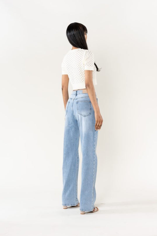 Wholesale Washed Blue Jeans Boyfriend Jeans Without stretch light blue