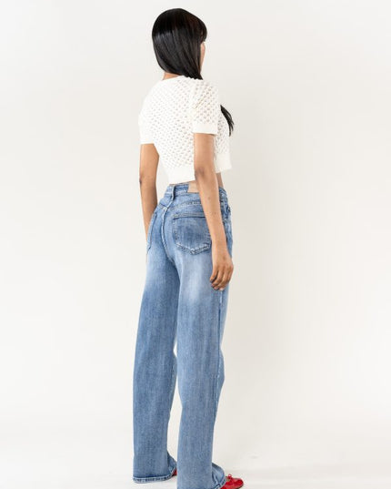 Wholesale Washed Blue Jeans Boyfriend Jeans Without stretch blue