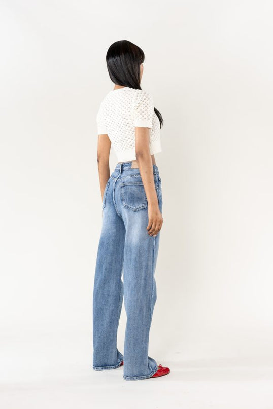 Wholesale Washed Blue Jeans Boyfriend Jeans Without stretch blue