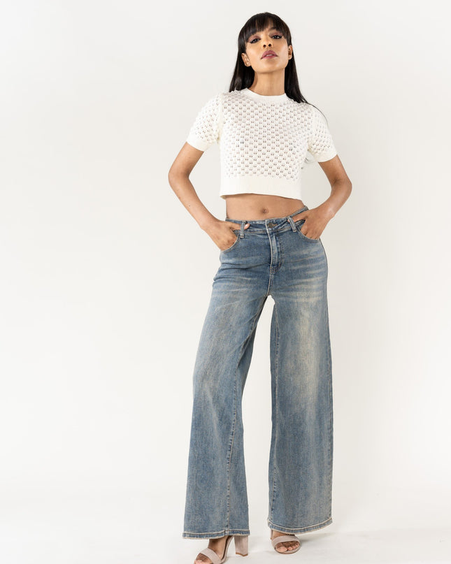 Wholesale High Waist Wide Leg Flare Jeans