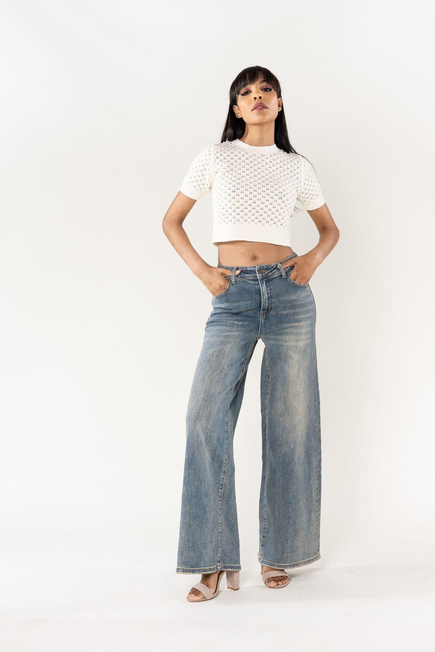 Wholesale High Waist Wide Leg Flare Jeans