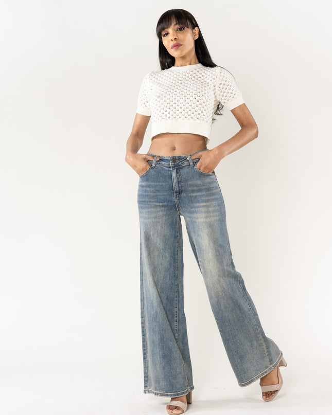 Wholesale High Waist Wide Leg Flare Jeans