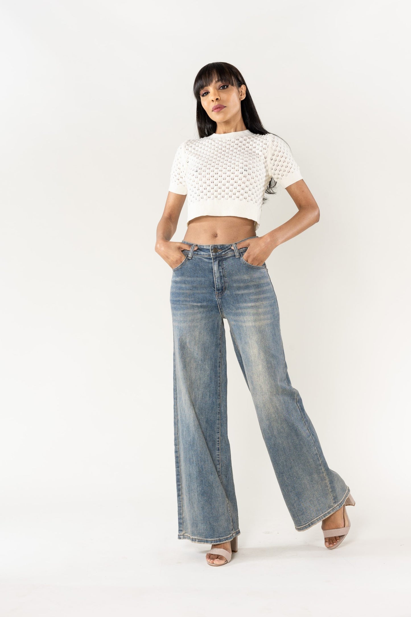 Wholesale High Waist Wide Leg Flare Jeans