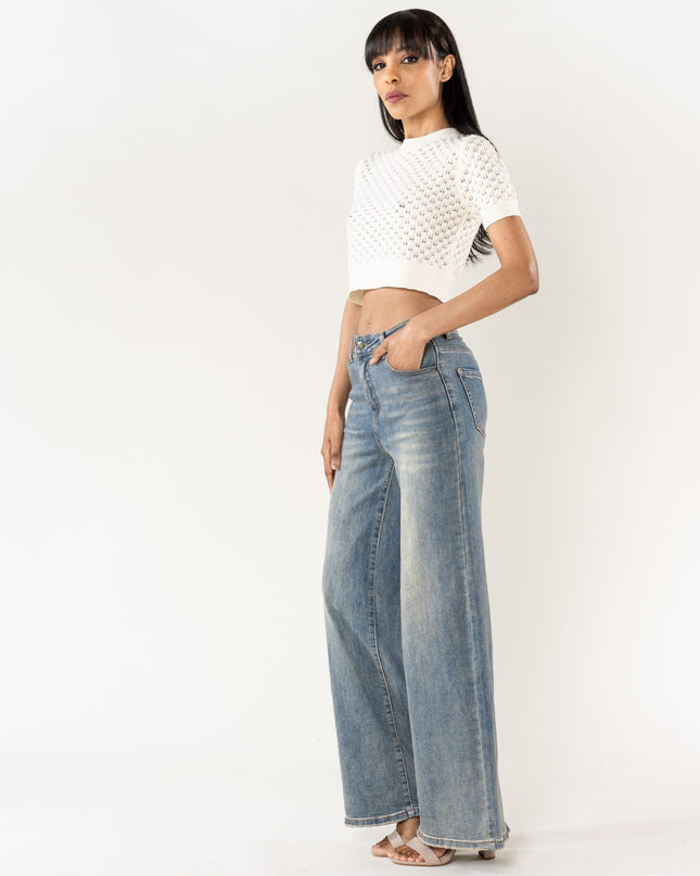 Wholesale High Waist Wide Leg Flare Jeans
