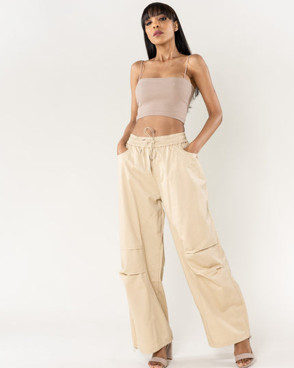 Wholesale Wide Leg Pants Straight Beige