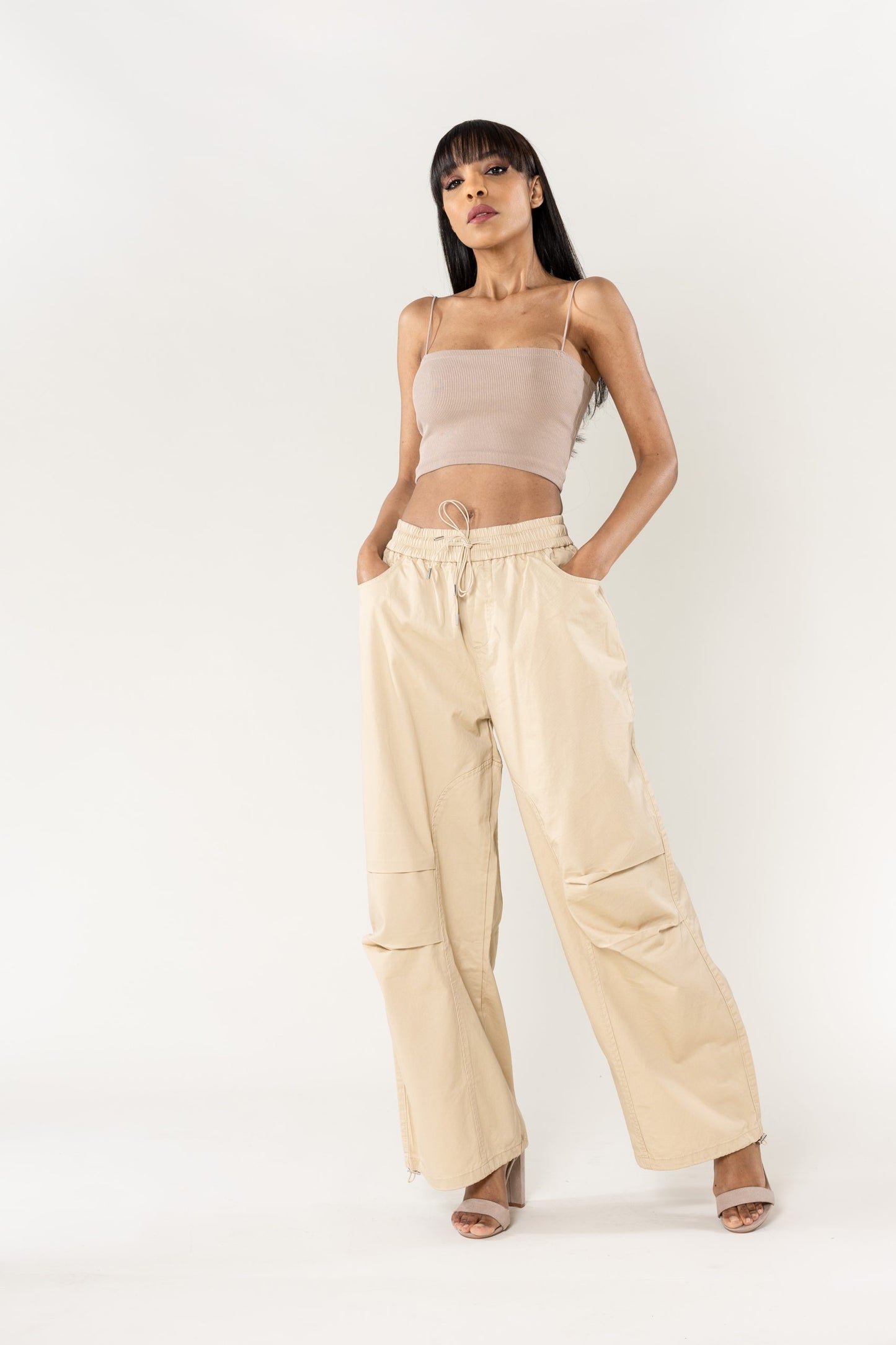 Wholesale Wide Leg Pants Straight Beige