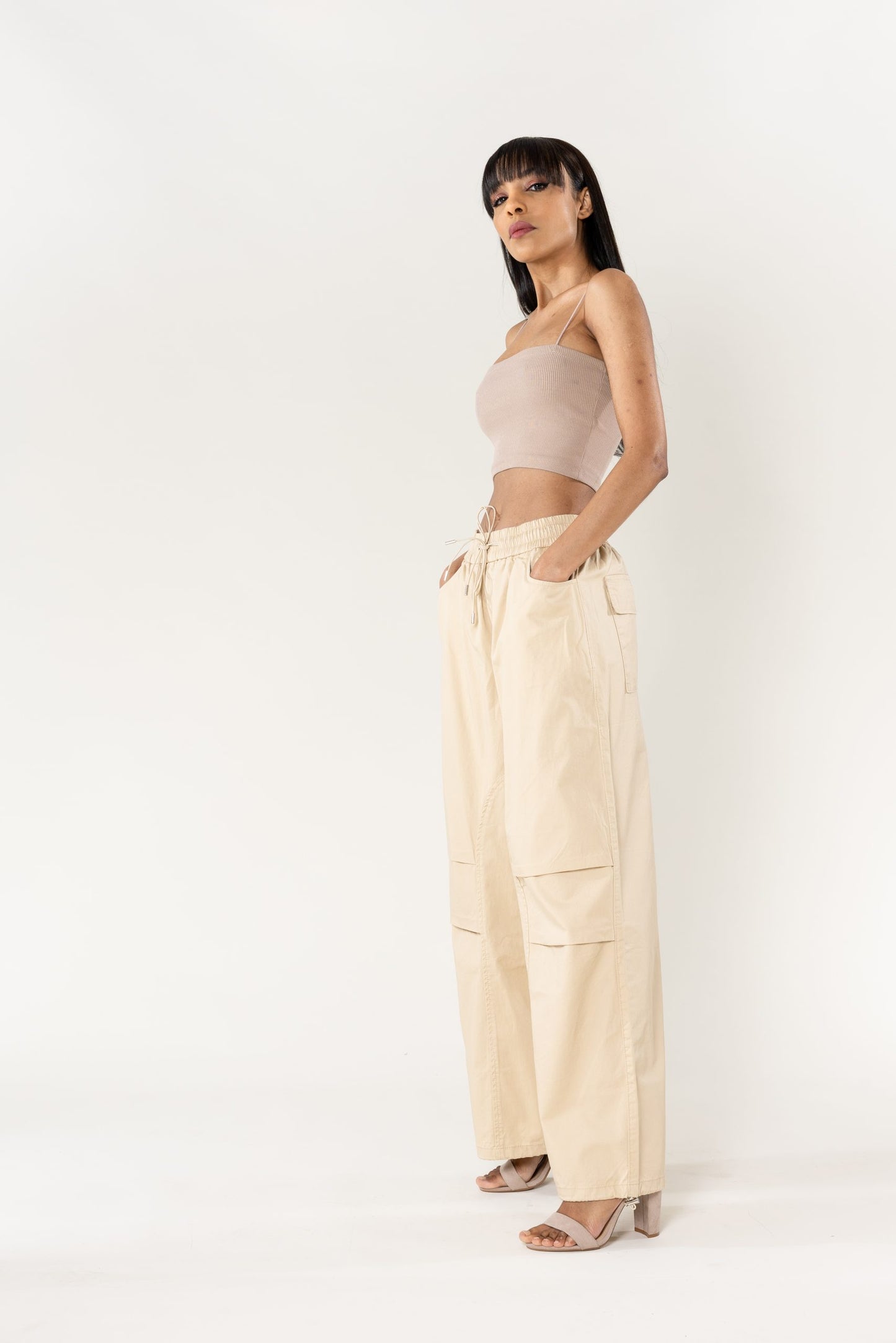 Wholesale Wide Leg Pants Straight Beige