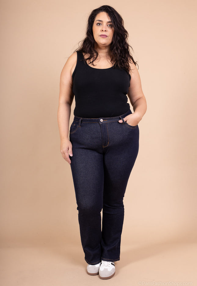 Women's High-Waist Cotton-Blend Flared Trousers with Stretch Wide Leg