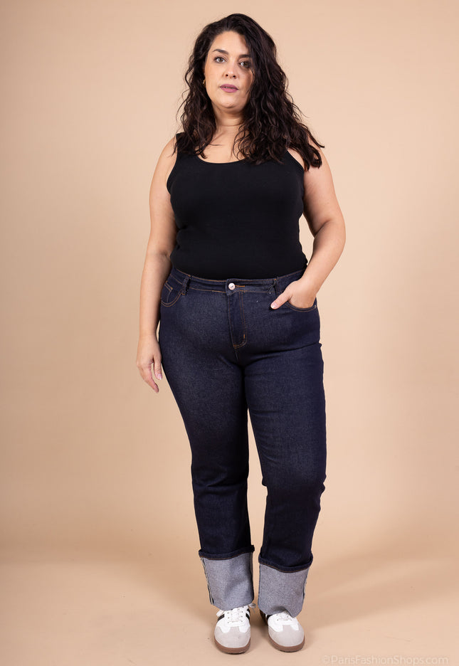 Wide-Leg Cotton-Elastane Trousers High-Waist Relaxed Fit, Soft Finish