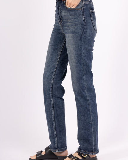 Women's Mid-Rise Stretch Straight Jeans Slim Comfort Denim