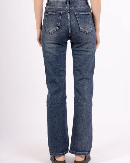 Women's Mid-Rise Stretch Straight Jeans Slim Comfort Denim