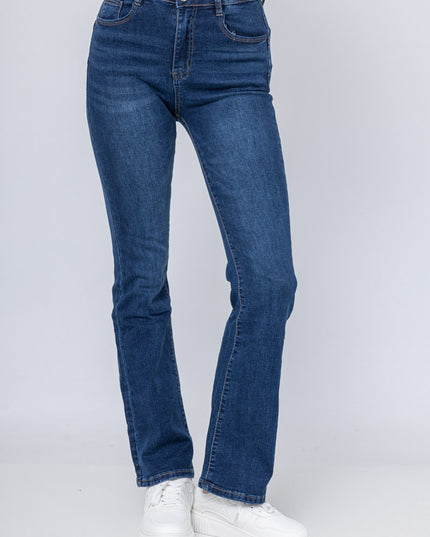 High-Rise Stretch Flared Jeans with Sculpting Fit and Raw Hem