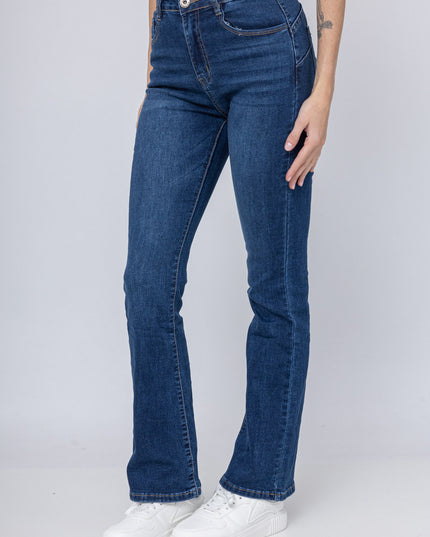 High-Rise Stretch Flared Jeans with Sculpting Fit and Raw Hem