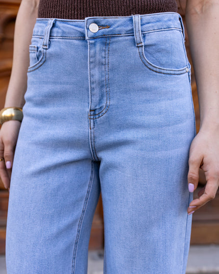 High Waist Wide Leg Stretch Push-Up Denim Jeans for Women