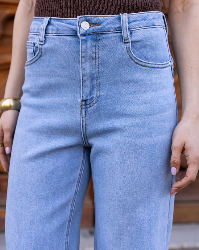 High Waist Wide Leg Stretch Push-Up Denim Jeans for Women