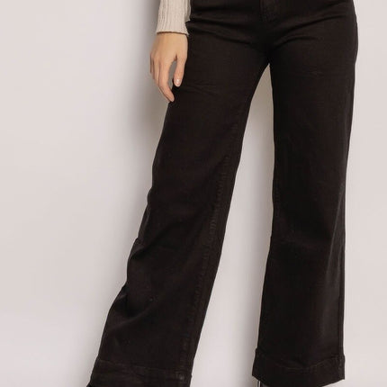 MyBestiny Women's High-Waist Wide Leg Cotton Jeans Black