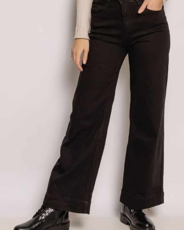 MyBestiny Women's High-Waist Wide Leg Cotton Jeans Black
