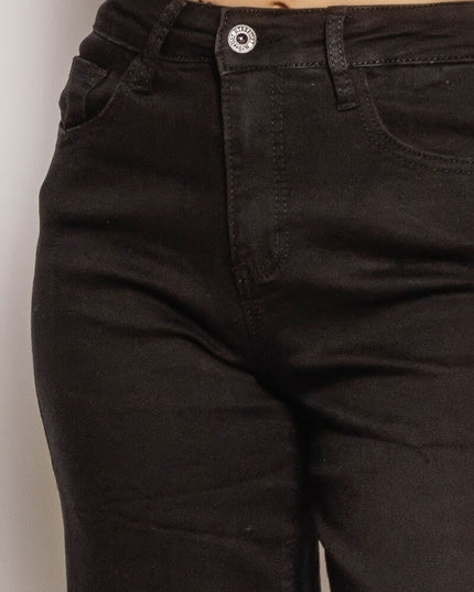 MyBestiny Women's High-Waist Wide Leg Cotton Jeans Black