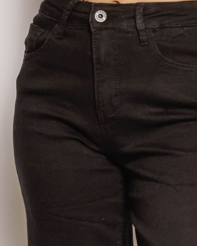 MyBestiny Women's High-Waist Wide Leg Cotton Jeans Black
