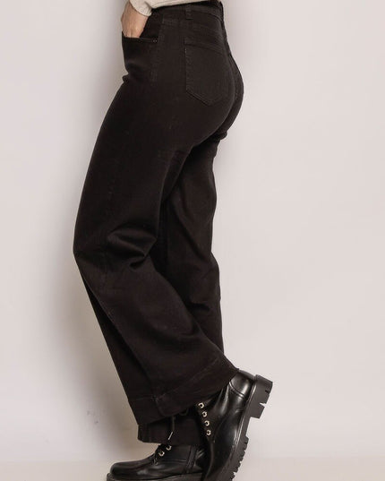 MyBestiny Women's High-Waist Wide Leg Cotton Jeans Black