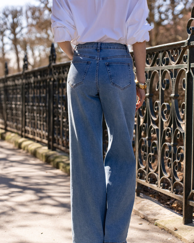 Stretch High-Waist Palazzo Jeans Plus-Size Wide Leg Trousers