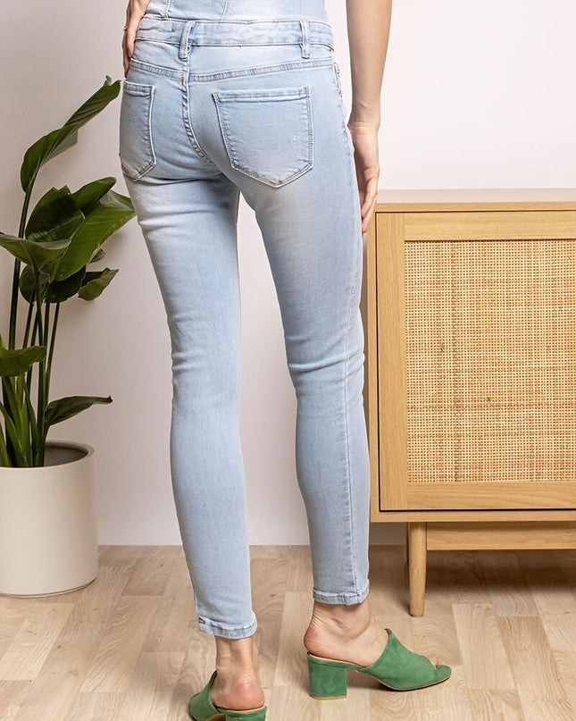 High Waisted Stretch Denim Jeans Slim Fit Classic Rise