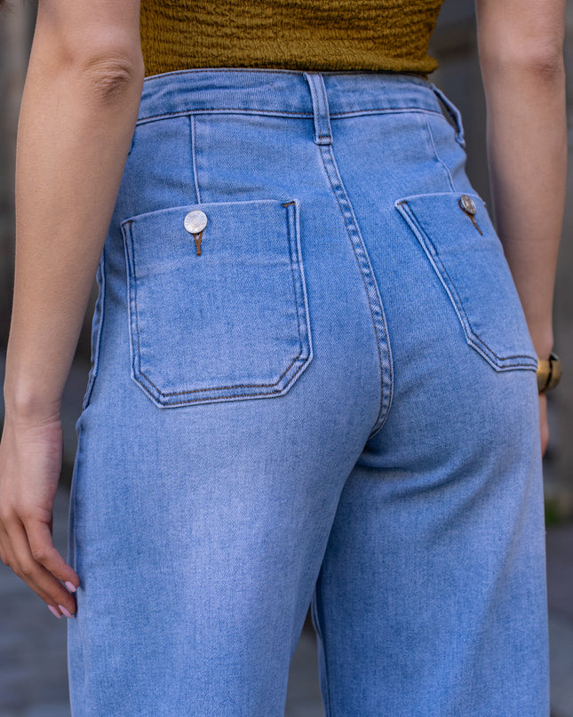 Women's Wide Balloon Stretch High-Waist Jeans with Side Pockets