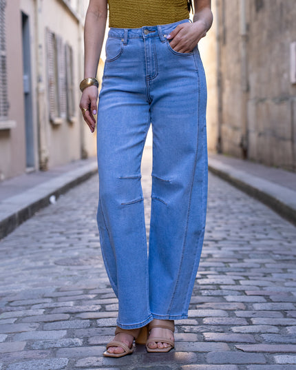 High Waist Wide Balloon Stretch Jeans with Comfortable Shape Retention