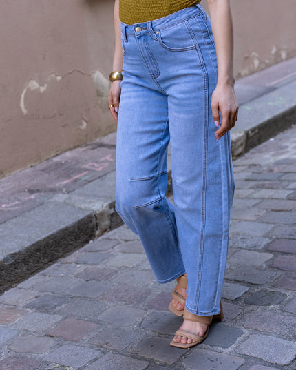 High Waist Wide Balloon Stretch Jeans with Comfortable Shape Retention