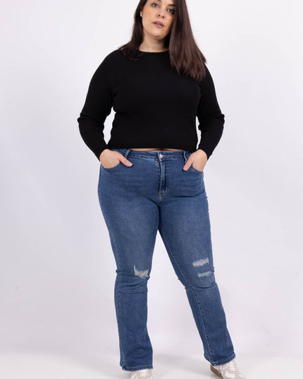 Women's Straight High-Waist Comfort Stretch Cotton Blend Jeans