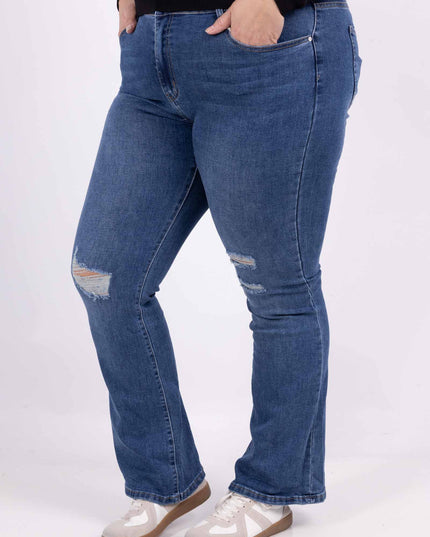 Women's Straight High-Waist Comfort Stretch Cotton Blend Jeans